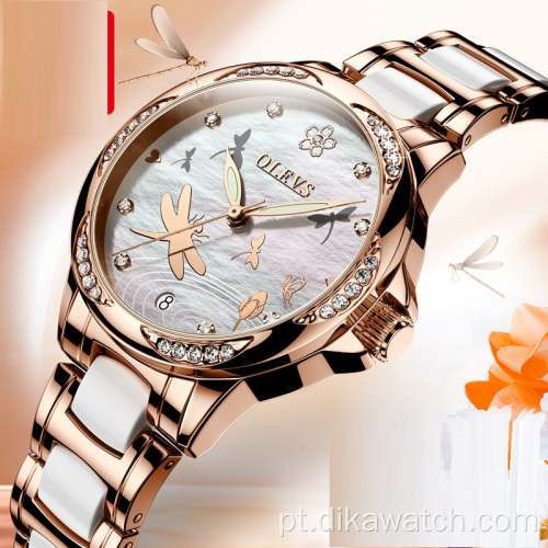 Top marca moda feminina relógios de pulso mecânicos pulseira de cerâmica de aço inoxidável de luxo estilo coreano Crazy Automatic Reloj reloj